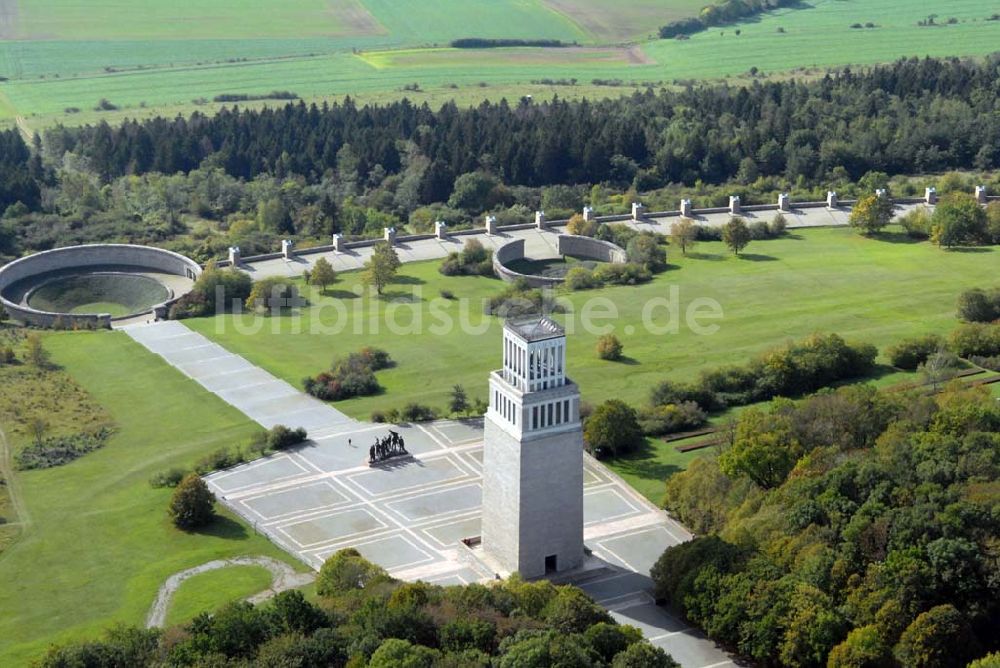 Weimar von oben - KZ Buchenwald - Friedhof Ettersberg