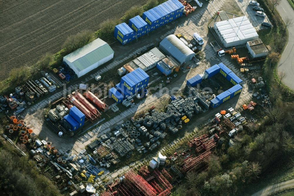 Luftbild Rüdersdorf - Lagerfläche der Porr Equipment Services Deutschland GmbH im Gewerbegebiet in Rüdersdorf im Bundesland Brandenburg