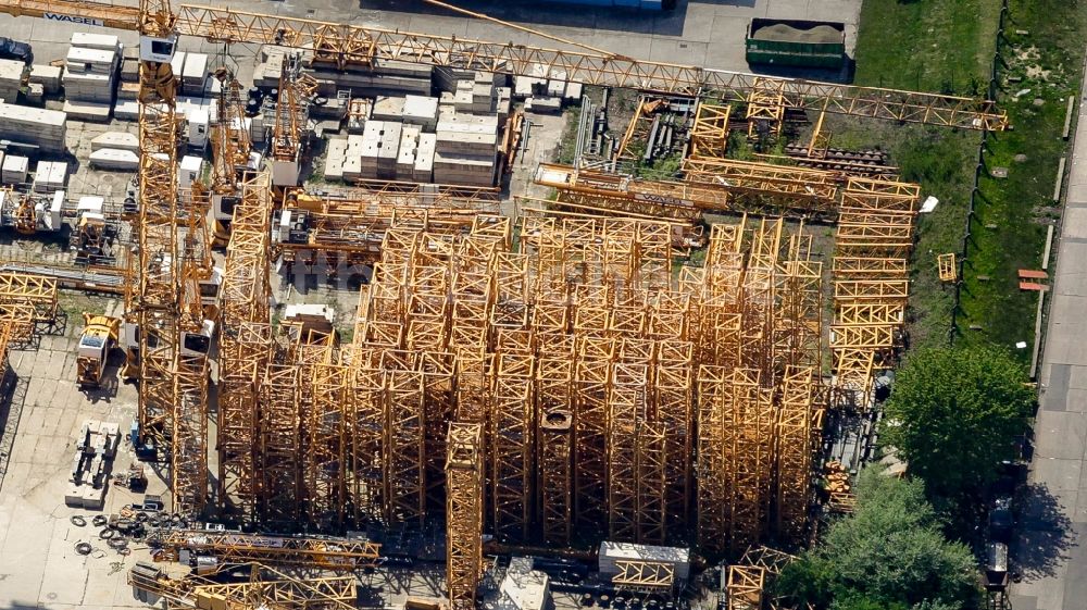 Luftaufnahme Hoppegarten - Lagerfläche WASEL GmbH Niederlassung Industriestraße im Gewerbegebiet in Hoppegarten im Bundesland Brandenburg