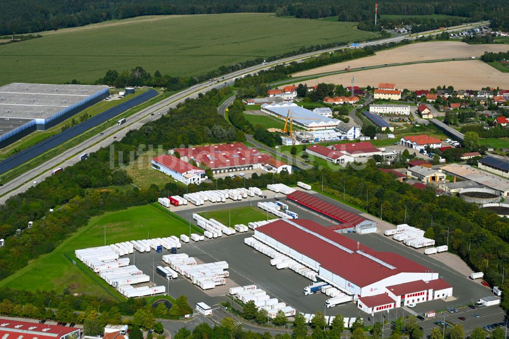 Mörsdorf von oben - Lagerhallen und Speditionsgebäude DPD Deutschland GmbH in Mörsdorf im Bundesland Thüringen, Deutschland