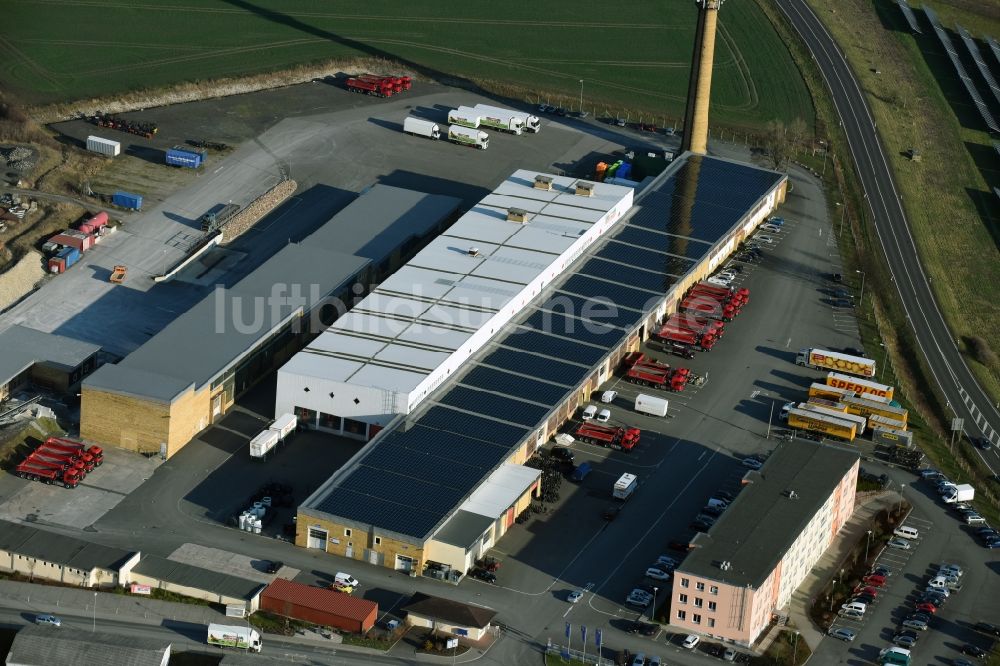 Luftaufnahme Taucha - Lagerhallen und Speditionsgebäude Gilles & Wagner Spedition GmbH & Co. KG am Pönitzer Weg in Taucha im Bundesland Sachsen