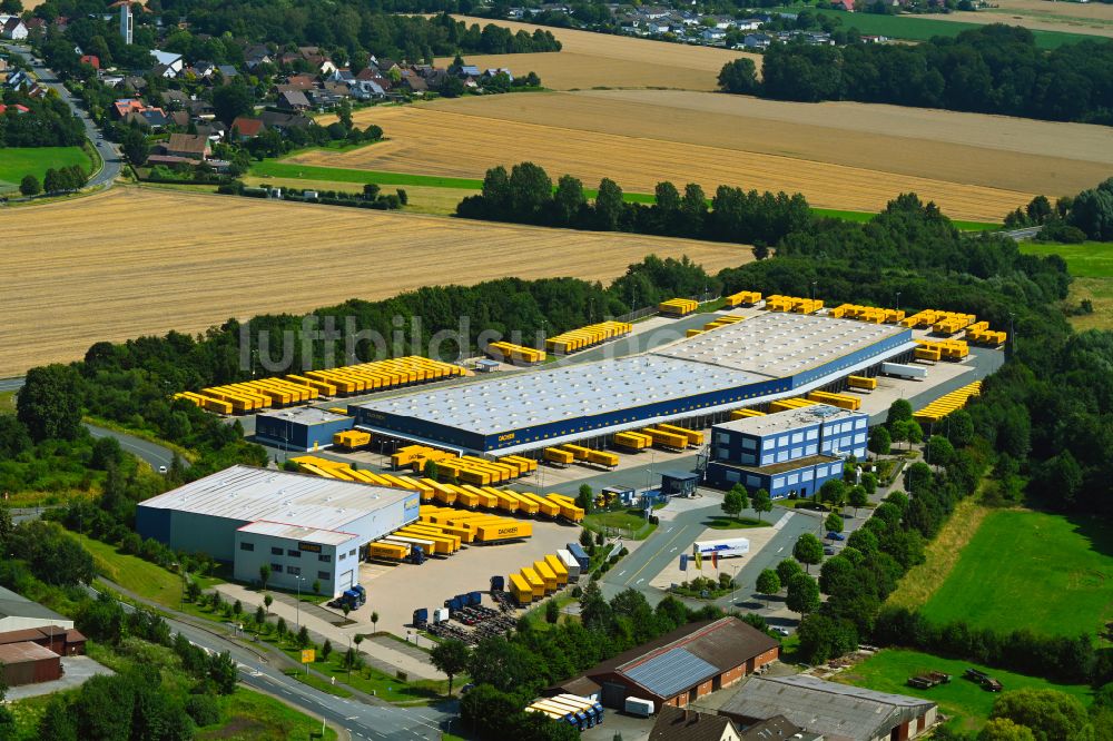 Bad Salzuflen von oben - Lagerhallen und Speditionsgebäude Logistikzentrum Ostwestfalen-Lippe in Bad Salzuflen im Bundesland Nordrhein-Westfalen, Deutschland