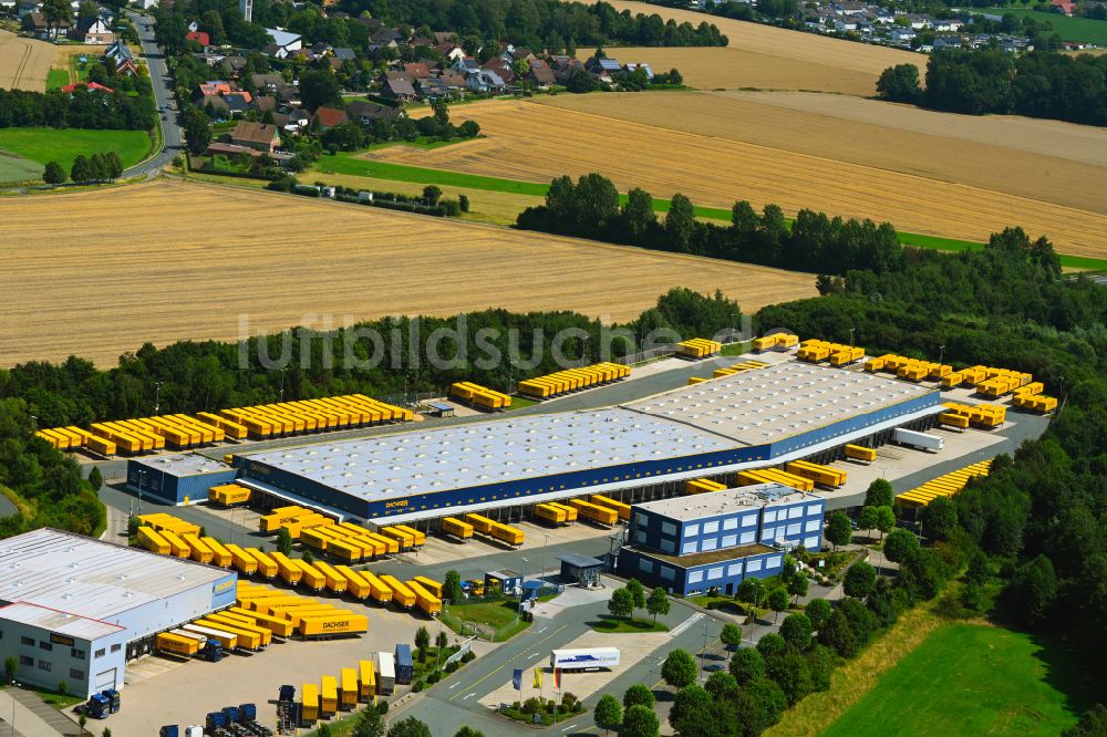 Bad Salzuflen aus der Vogelperspektive: Lagerhallen und Speditionsgebäude Logistikzentrum Ostwestfalen-Lippe in Bad Salzuflen im Bundesland Nordrhein-Westfalen, Deutschland