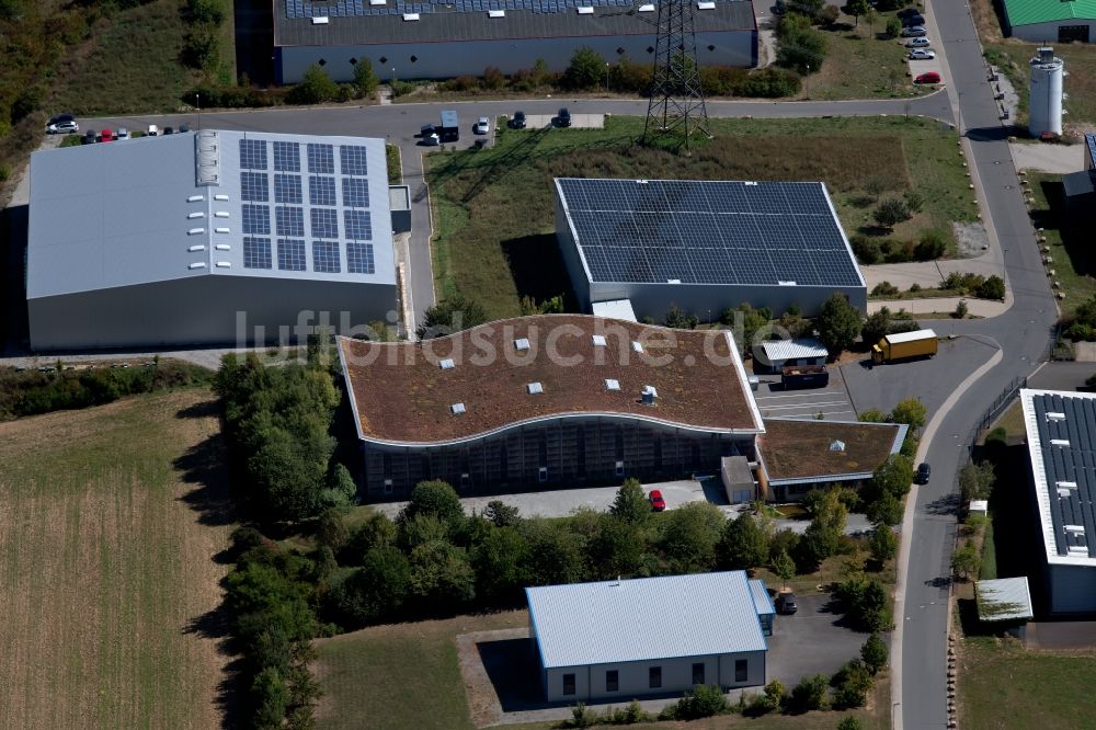 Luftbild Grünsfeld - Lagerhallen und Speditionsgebäude der NATURATA Logistik eG am Waltersberg in Grünsfeld im Bundesland Baden-Württemberg, Deutschland