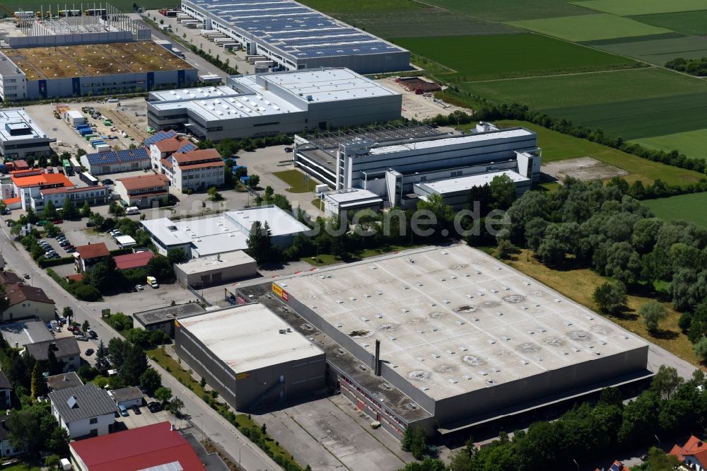 Luftbild Maisach - Lagerhallen und Speditionsgebäude der Poco - Domäne Einrichtungsmärkte GmbH&Co.KG im Ortsteil Gernlinden in Maisach im Bundesland Bayern, Deutschland