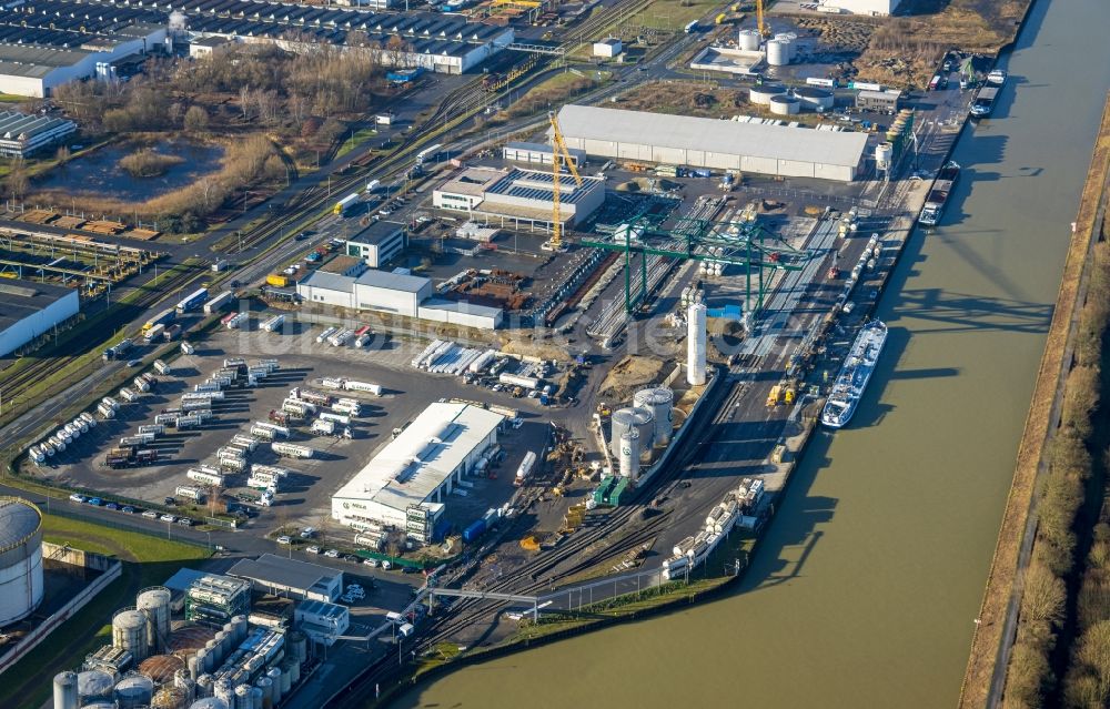 Luftbild Hamm - Lagerhallen und Speditionsgebäude Rhenus Port Logistics Rhein-Ruhr GmbH Hamm im Bundesland Nordrhein-Westfalen, Deutschland