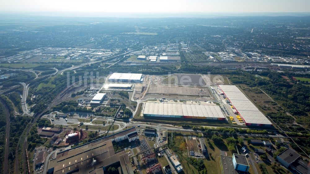 Luftaufnahme Dortmund - Lagerhallen und Speditionsgebäude der Schenker Deutschland AG und der ID-Logistics GmbH in Dortmund im Bundesland Nordrhein-Westfalen