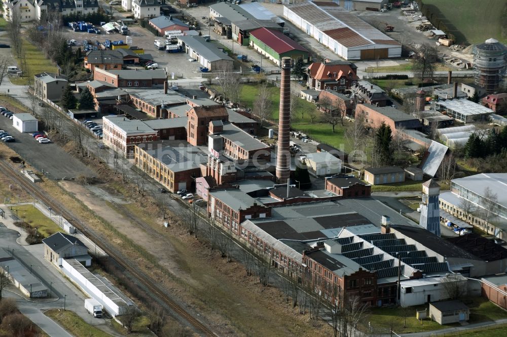 Luftbild Treuen - Lagerhauskomplex- Gebäude im Gewerbegebiet an der Bahnstraße in Treuen im Bundesland Sachsen