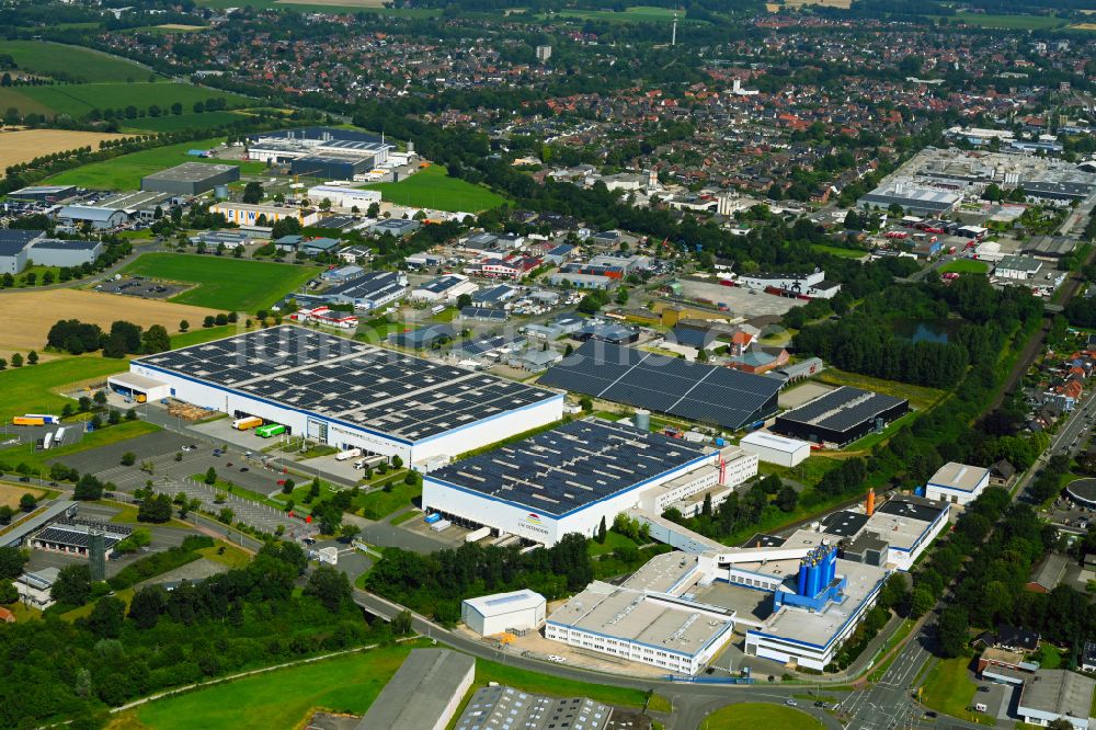 Coesfeld von oben - Lagerhauskomplex- Gebäude im Gewerbegebiet in Coesfeld im Bundesland Nordrhein-Westfalen, Deutschland