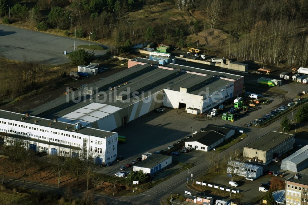 Luftaufnahme Fürstenwalde/Spree - Lagerhauskomplex- Gebäude im Gewerbegebiet Lindenstraße in Fürstenwalde/Spree im Bundesland Brandenburg