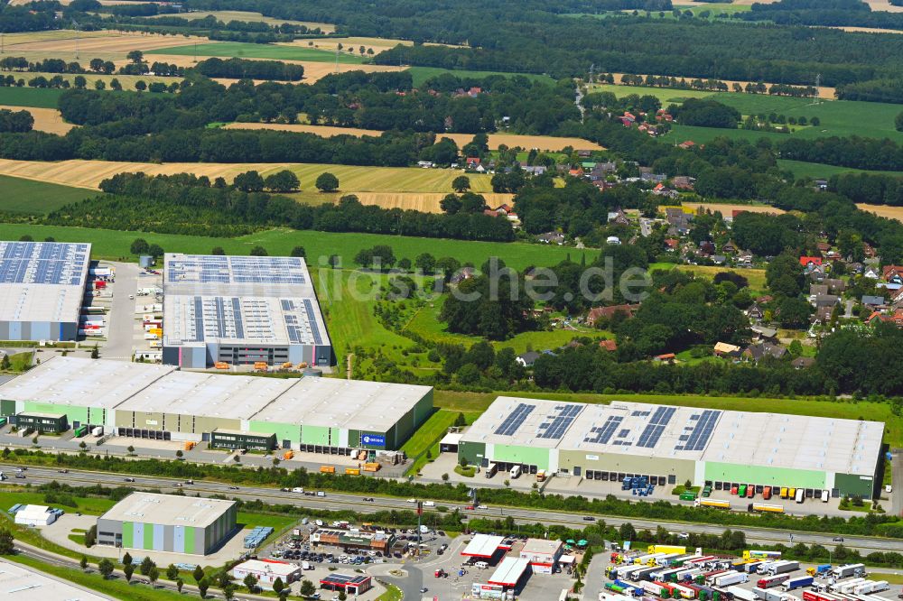 Luftbild Mienenbüttel - Lagerhauskomplex- Gebäude im Gewerbegebiet in Mienenbüttel im Bundesland Niedersachsen, Deutschland