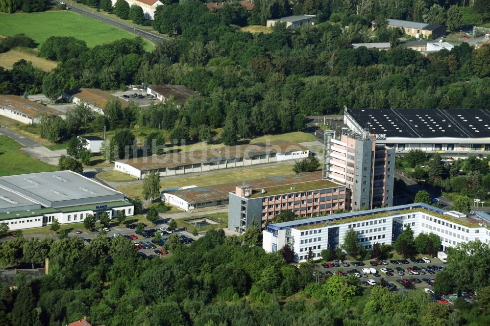 Luftaufnahme Leipzig - Lagerhauskomplex- Gebäude im Gewerbegebiet am Verkehrsinstitut Leipzig GmbH am Handelsplatz in Leipzig im Bundesland Sachsen