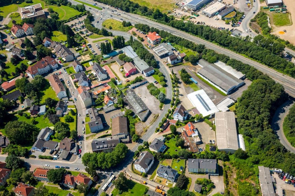 Hattingen von oben - Lagerhauskomplex- Gebäude der Petra Hesse e.K. - Kfz-Ersatzteilgeschäft in Hattingen im Bundesland Nordrhein-Westfalen