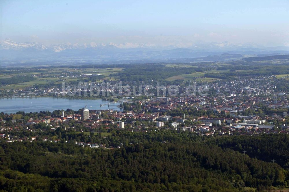 Konstanz von oben - Landesgrenze zwischen Konstanz, Deutschland und Kreuzlingen, Schweiz