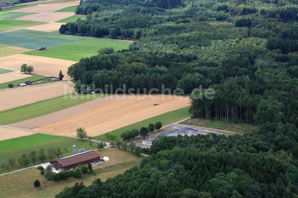 Luftbild Wallbach - Landschaft mit Felder, Wiesen und Wald am Hochrhein in Wallbach in der Schweiz