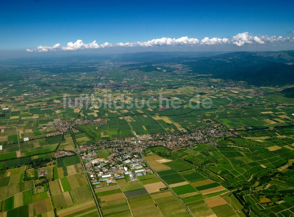 Heitersheim aus der Vogelperspektive: Landschaft von Feldern der Landwirtschaft bei Heitersheim im Bundesland Baden-Württemberg