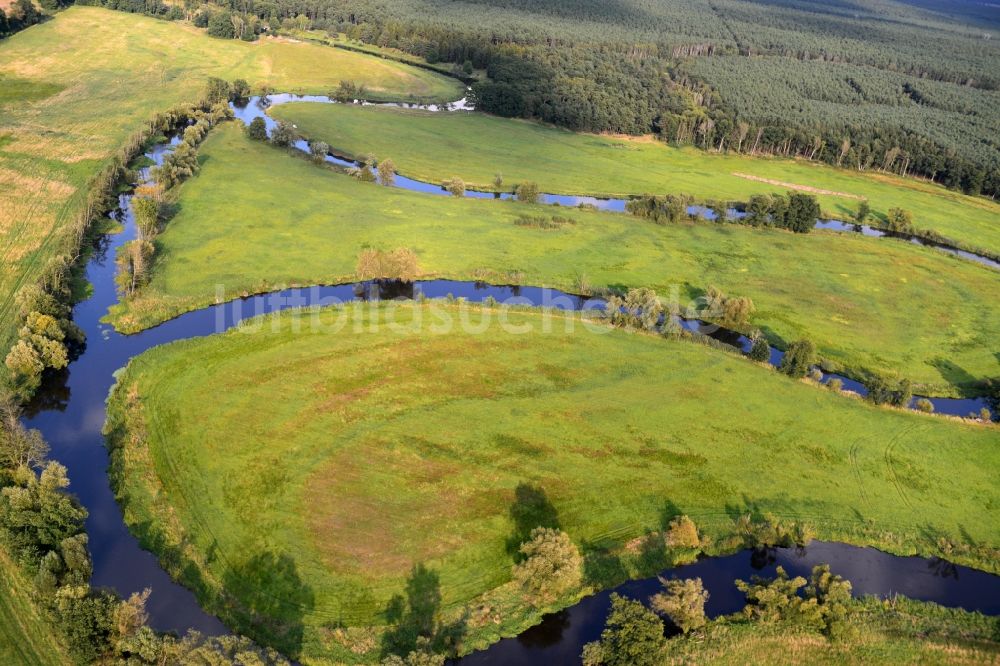 Mönchwinkel von oben - Landschaft vom Flußbettverlauf der Spree bei Mönchwinkel im Bundesland Brandenburg