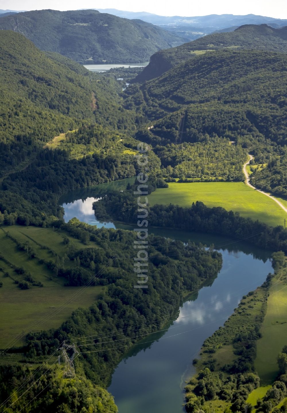 Luftbild Onoz - Landschaft des Flußverlaufes des Lain bei Onoz in Frankreich