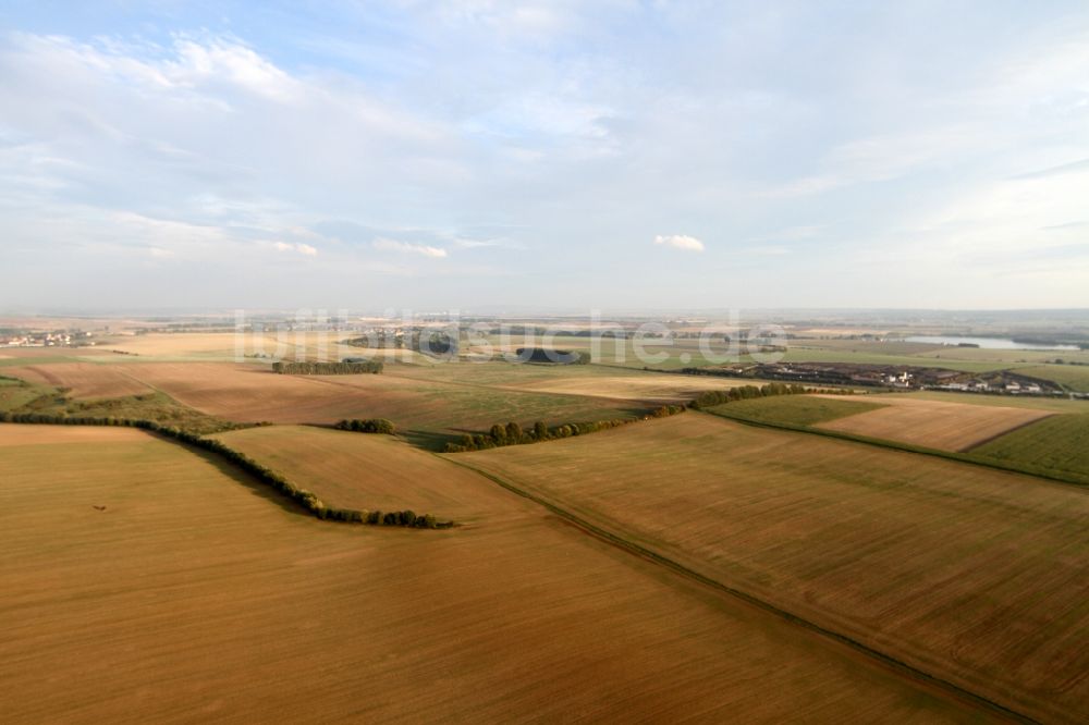 Mühlhausen von oben - Landschaft / Herbstlandschaft abgeernteter Felder am Stadtrand von Mühlhausen im Bundesland Thüringen