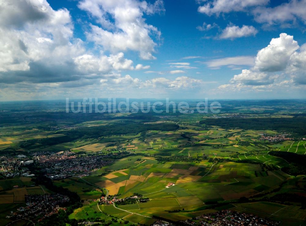 Oberstenfeld von oben - Landschaft in Oberstenfeld im Bundesland Baden-Württemberg