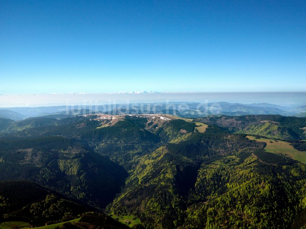 Falkau von oben - Landschaft vom Skigebiet und Wintersportzentrum Feldberg im Schwarzwald bei Falkau im Bundesland Baden-Württemberg