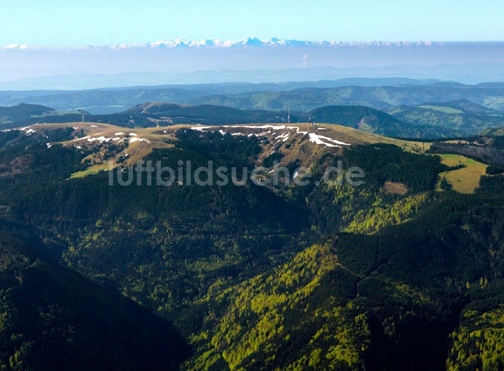 Falkau aus der Vogelperspektive: Landschaft vom Skigebiet und Wintersportzentrum Feldberg im Schwarzwald bei Falkau im Bundesland Baden-Württemberg