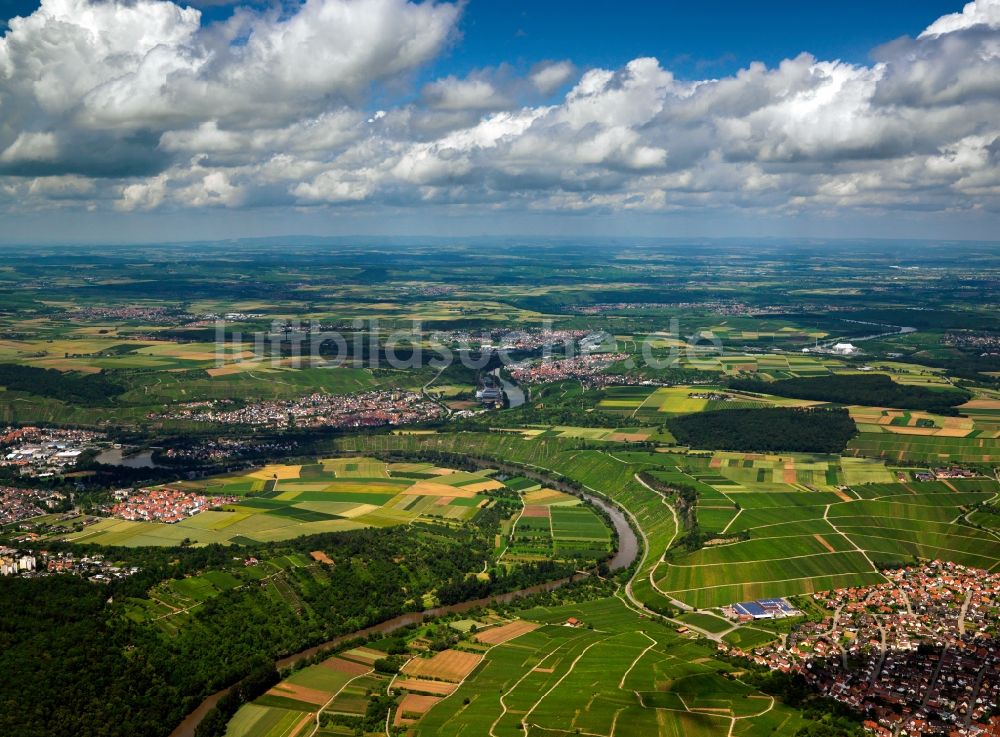 Besigheim aus der Vogelperspektive: Landschaft am Ufer des Neckar in Besigheim im Bundesland Baden-Württemberg