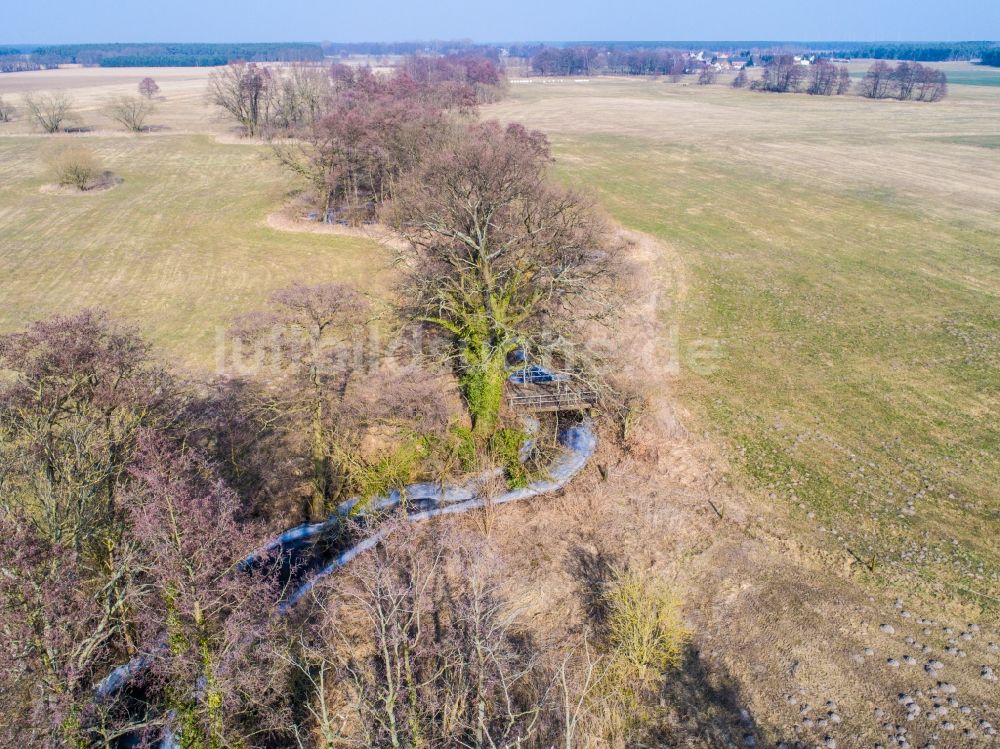 Luftaufnahme Planetal - Landschaft an den Uferbereichen Plane Flussverlaufes in Planetal im Bundesland Brandenburg, Deutschland