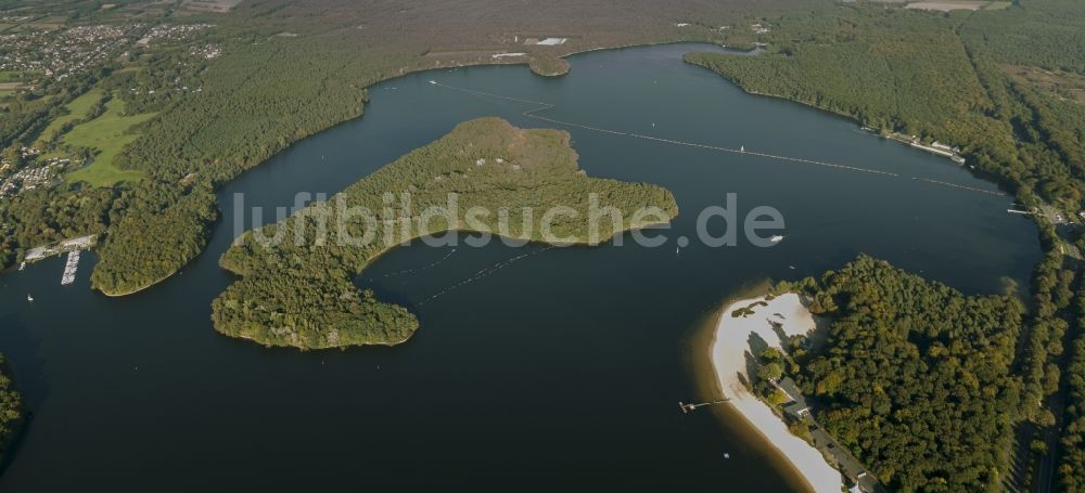 Haltern am See von oben - Landschaft des Wassersport Zentrum auf dem Halterner Stausee an der Talsperre Haltern im Bundesland Nordrhein-Westfalen