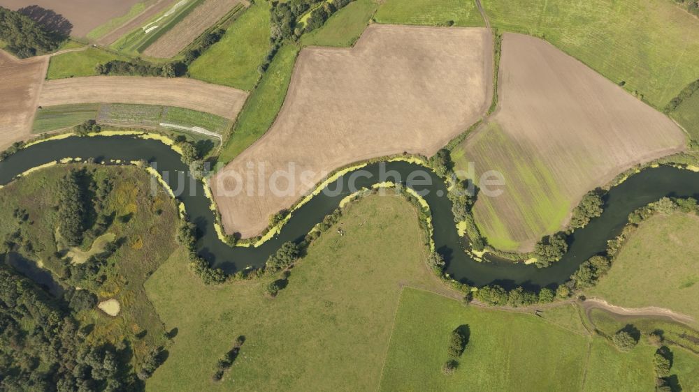 Bergkamen aus der Vogelperspektive: Landschaft der Wiesen und Felder der Lippeauen an der Lippe bei Bergkamen im Bundesland Nordrhein-Westfalen