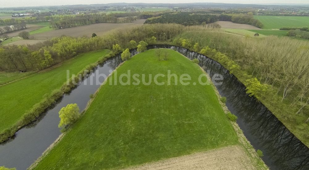 Luftbild Olfen - Landschaft der Wiesen und Felder an den Lippemäander, Lippeschleife der Lippeauen an der Lippe bei Olfen im Bundesland Nordrhein-Westfalen NRW