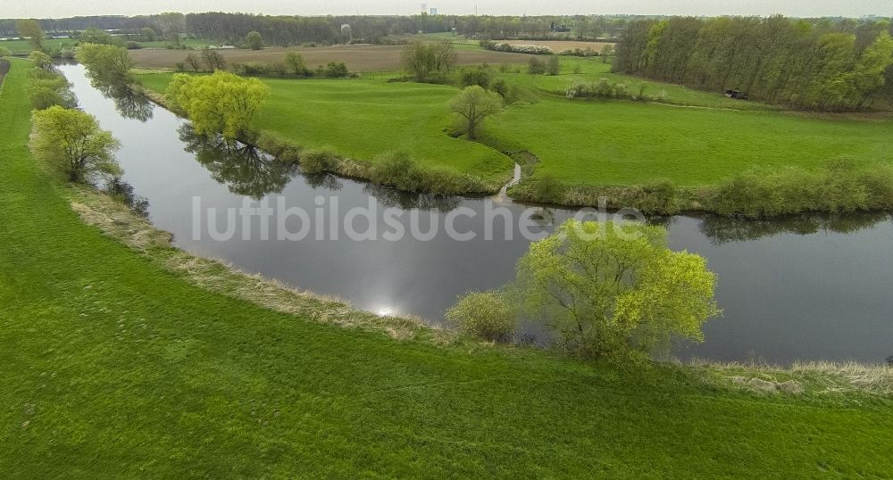 Luftaufnahme Olfen - Landschaft der Wiesen und Felder an den Lippemäander, Lippeschleife der Lippeauen an der Lippe bei Olfen im Bundesland Nordrhein-Westfalen NRW