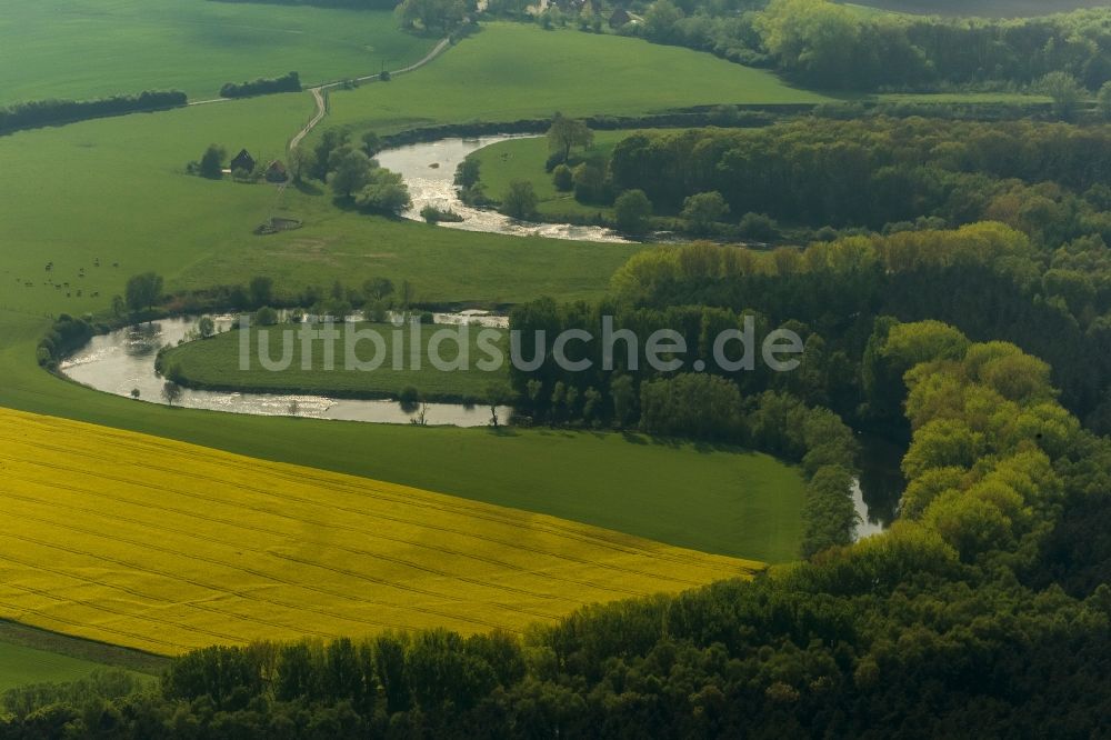 Luftbild Olfen - Landschaft der Wiesen und Felder an den Lippemäander, Lippeschleife der Lippeauen an der Lippe bei Olfen im Bundesland Nordrhein-Westfalen NRW