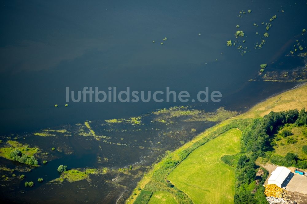 Wesel von oben - Landschaften der neu gestalteten Lippemündung bei Wesel im Bundesland Nordrhein-Westfalen