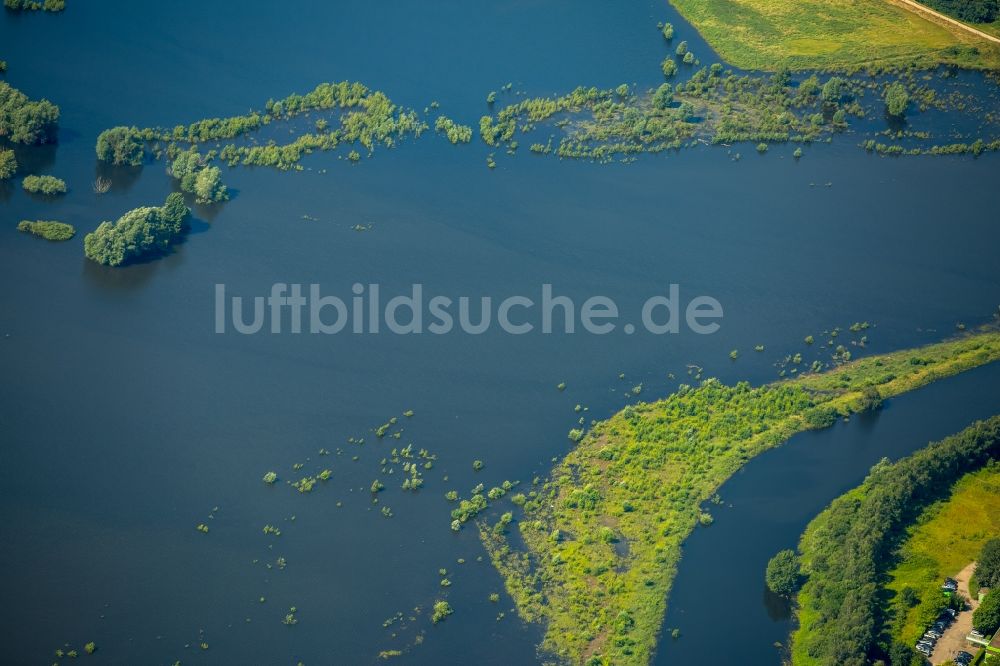 Luftbild Wesel - Landschaften der neu gestalteten Lippemündung bei Wesel im Bundesland Nordrhein-Westfalen