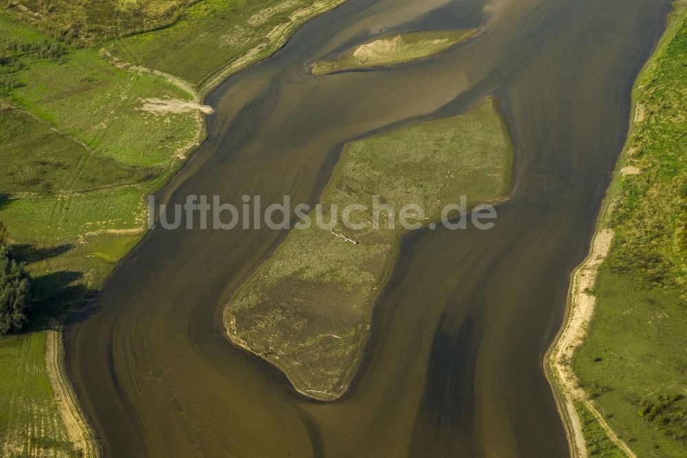 Luftbild Wesel - Landschaften der neu gestalteten Lippemündung in den Flußverlauf des Rhein bei Wesel im Bundesland Nordrhein-Westfalen