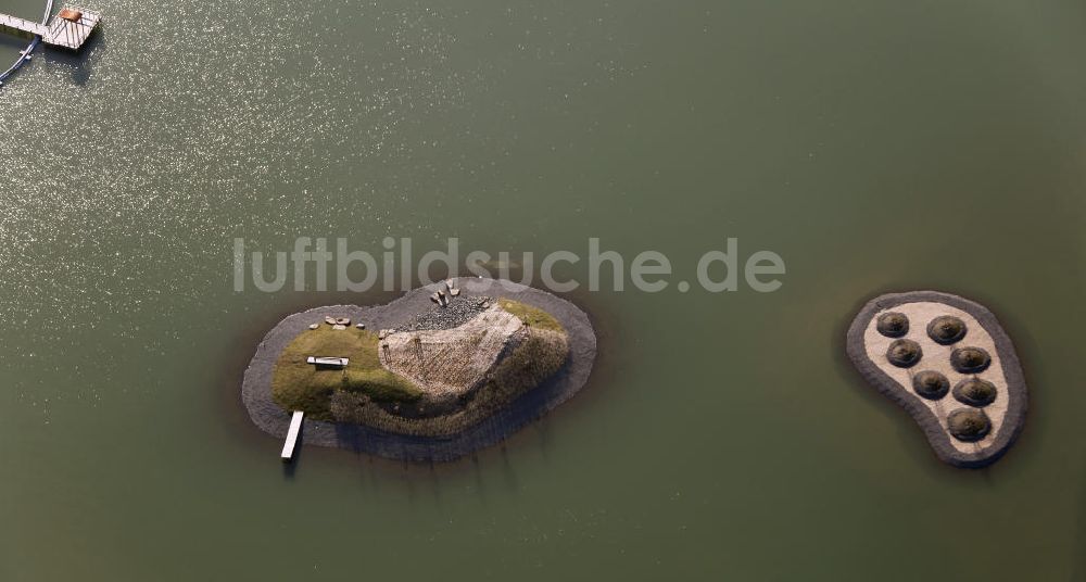 Luftaufnahme Dortmund - Landschaftsinseln auf dem Phoenixsee in Dortmund, Nordrhein-Westfalen