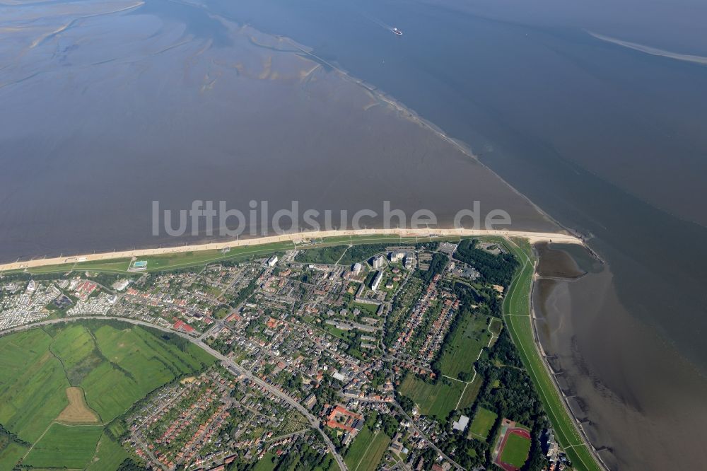 Cuxhaven von oben - Landspitze an der Elbmündung im Kurviertel Döse in Cuxhaven im Bundesland Niedersachsen