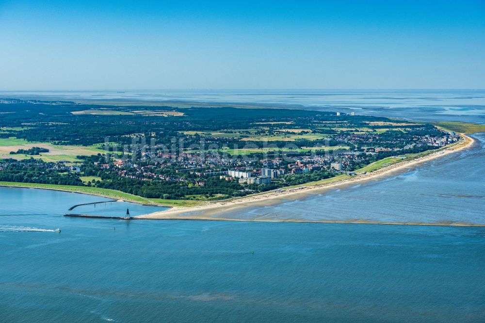 Cuxhaven aus der Vogelperspektive: Landspitze an der Elbmündung im Kurviertel Döse in Cuxhaven im Bundesland Niedersachsen