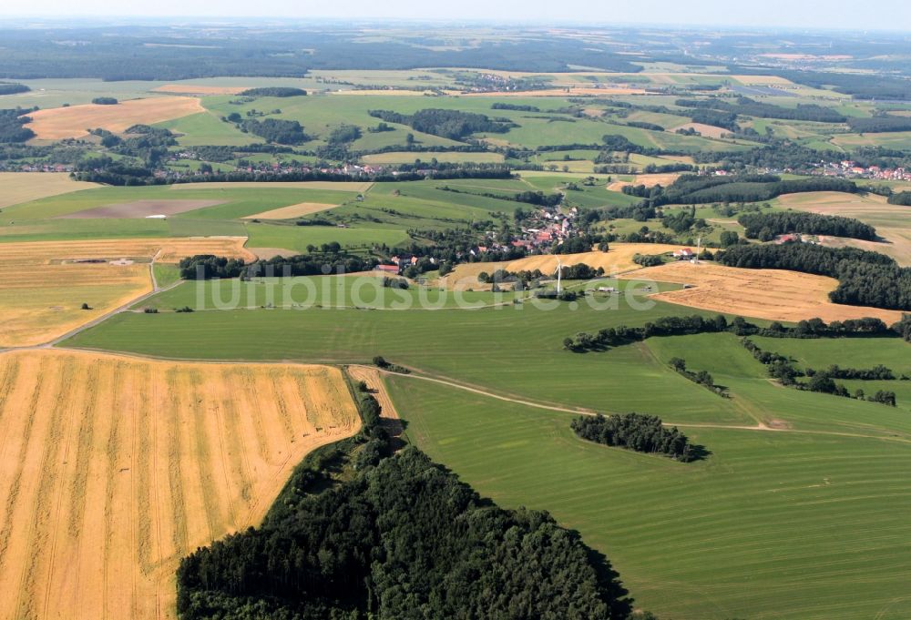 Luftaufnahme Saara - Landwirtschaftliche Nutzflächen bei Saara im Bundesland Thüringen