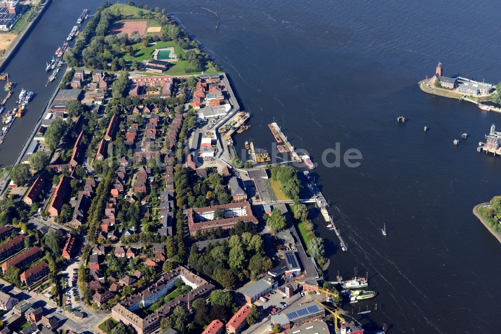 Hamburg von oben - Landzunge zwischen Steendiekkanal und Köhlfleet in Hamburg-Finkenwerder