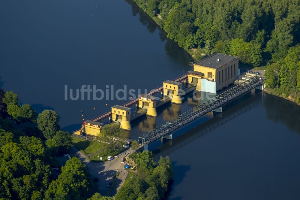 Herdecke von oben - Laufwasserkraftwerk Hengstey am Hengsteysee an der Ruhr in Herdecke im Ruhrgebiet im Bundesland Nordrhein-Westfalen