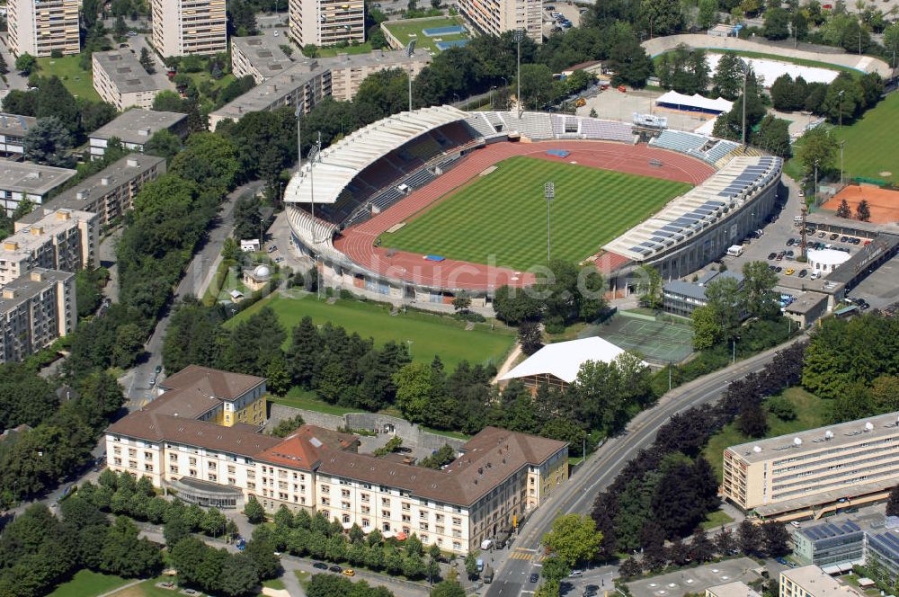 Luftaufnahme Lausanne - Lausanne Fußballstadion Rekrutierungszentrum