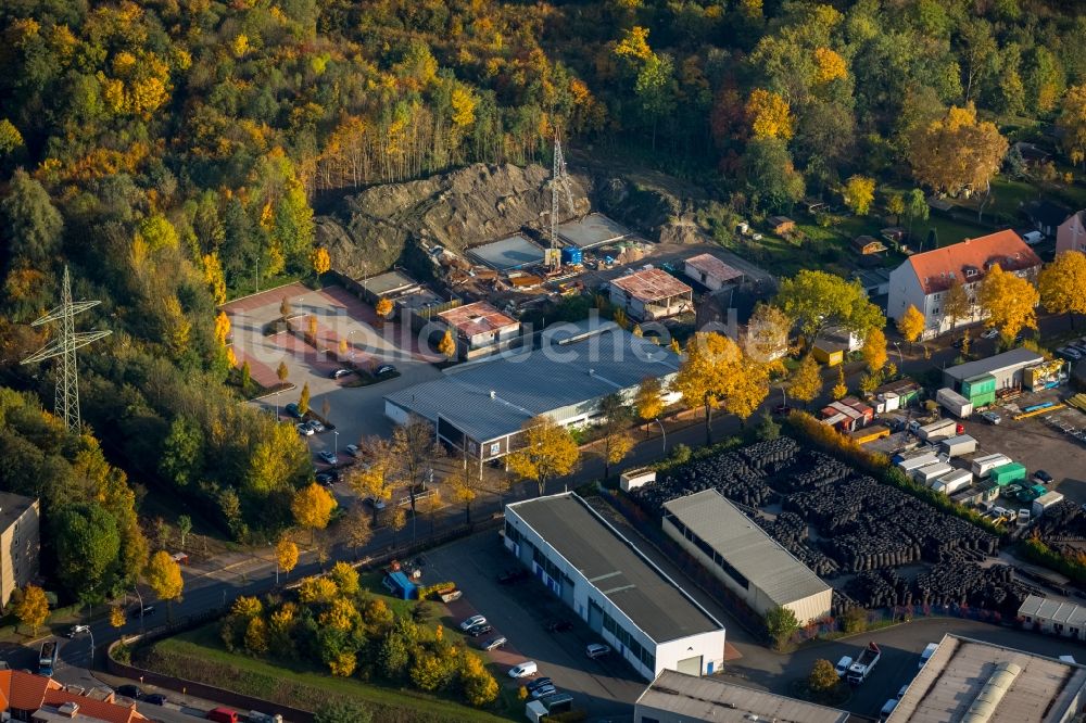 Gladbeck von oben - Lebensmittel- Supermarkt Aldi an der Roßheidestraße im Süden von Gladbeck im Bundesland Nordrhein-Westfalen