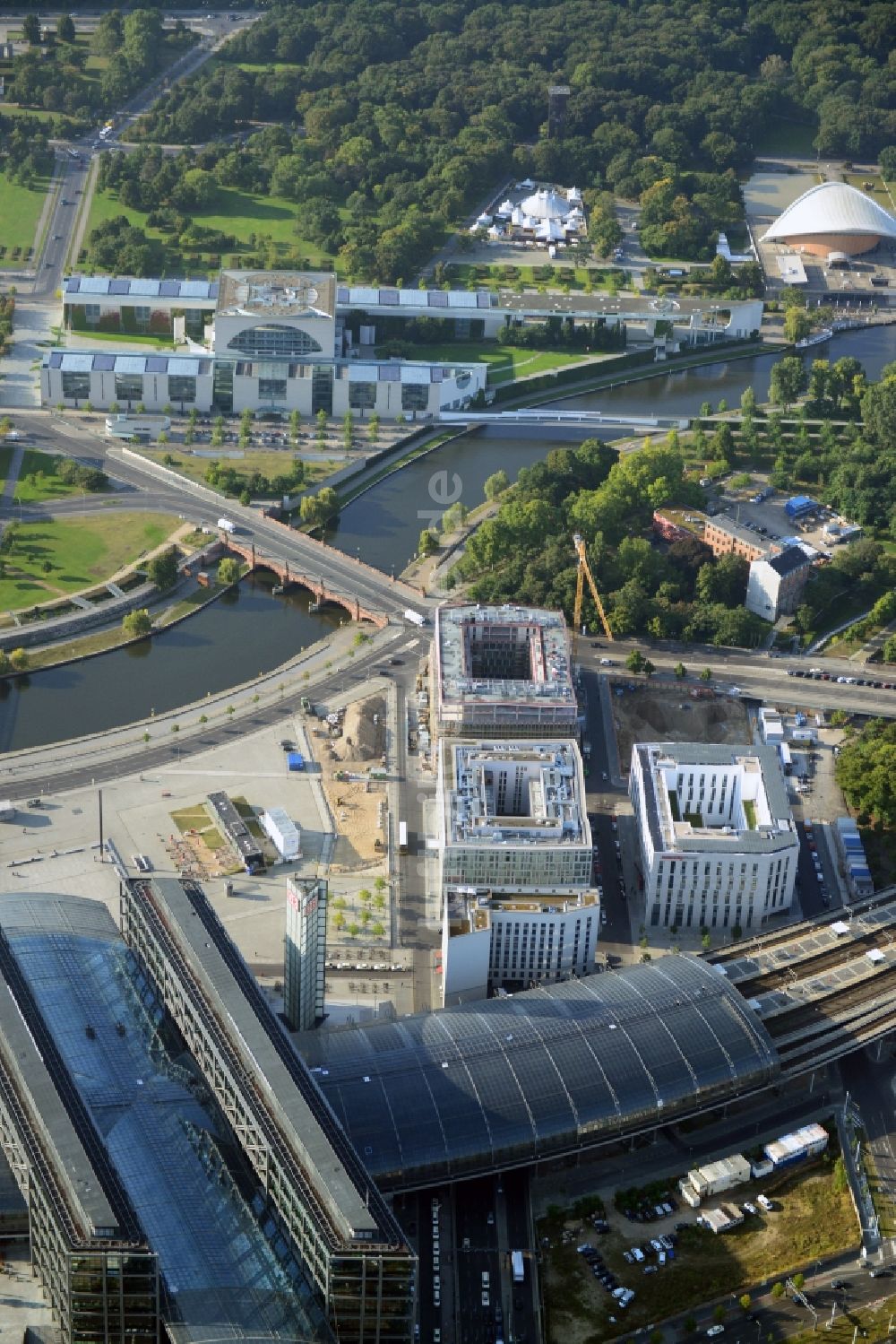 Luftaufnahme Berlin - Lehrter Stadtquartier im Ortsteil Moabit in Berlin