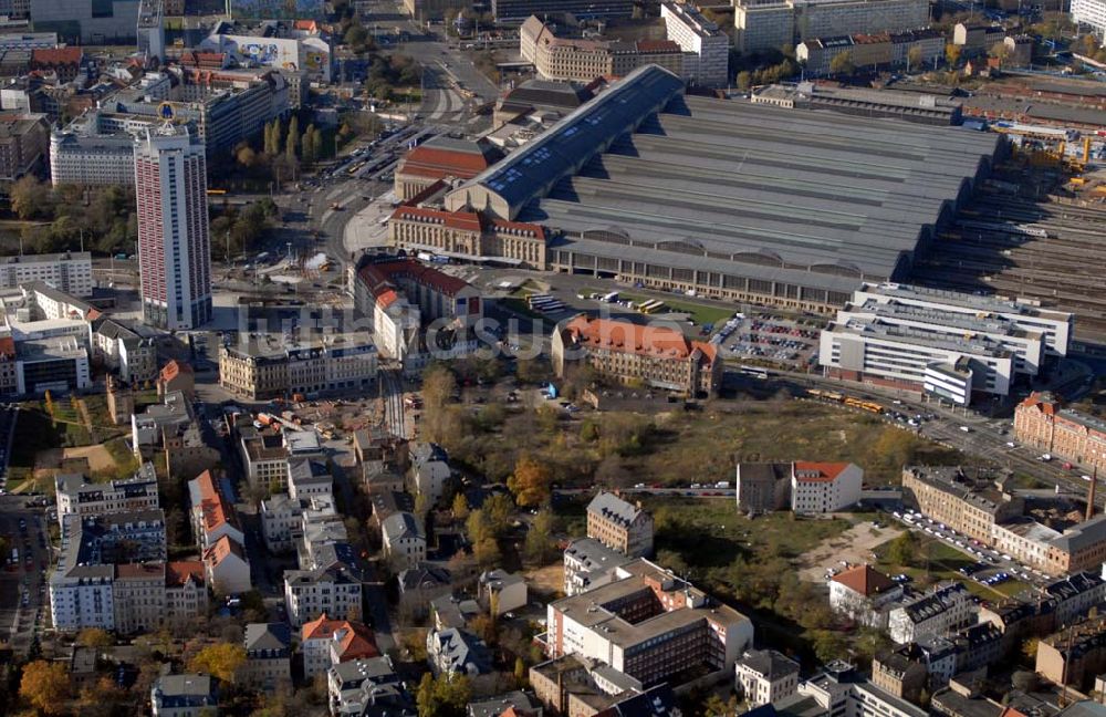 Luftaufnahme Leipzig - Leipzig Zentrum-Ost, Graphisches Viertel und der Hauptbahnhof