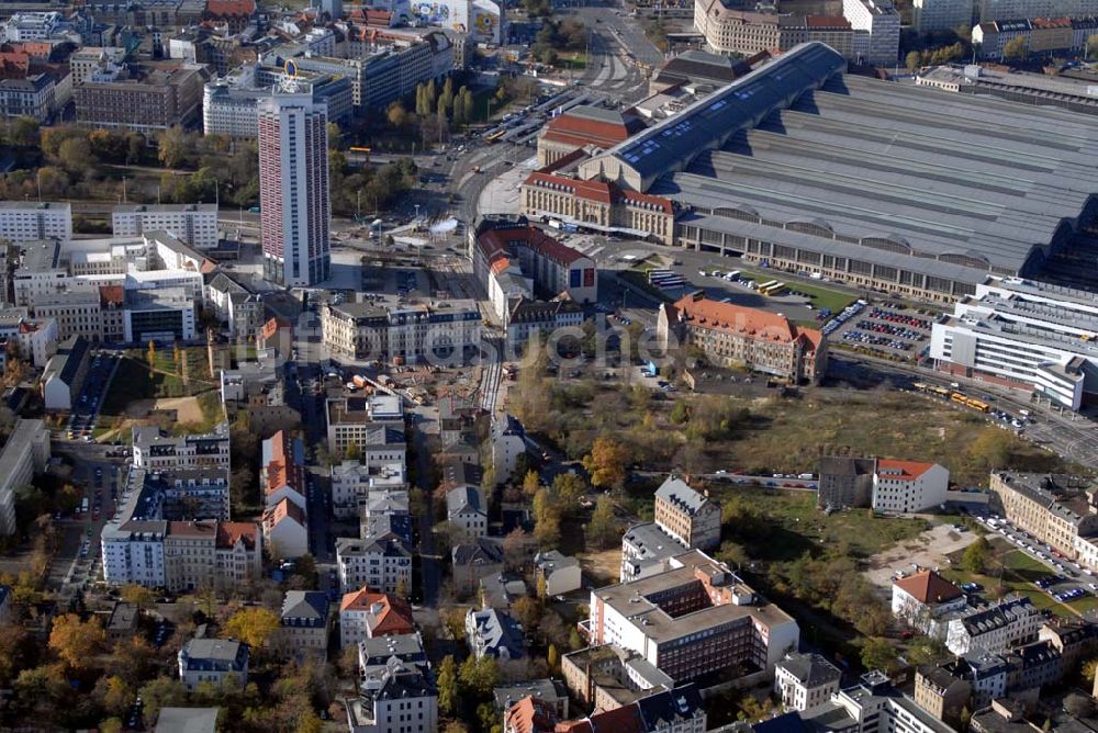 Leipzig von oben - Leipzig Zentrum-Ost, Graphisches Viertel und der Hauptbahnhof