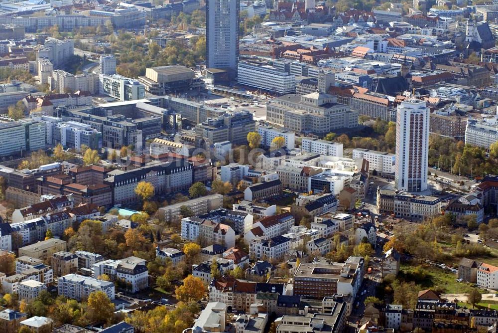 Leipzig von oben - Leipzig Zentrum/Augustusplatz und Zentrum-Ost/Graphisches Viertel