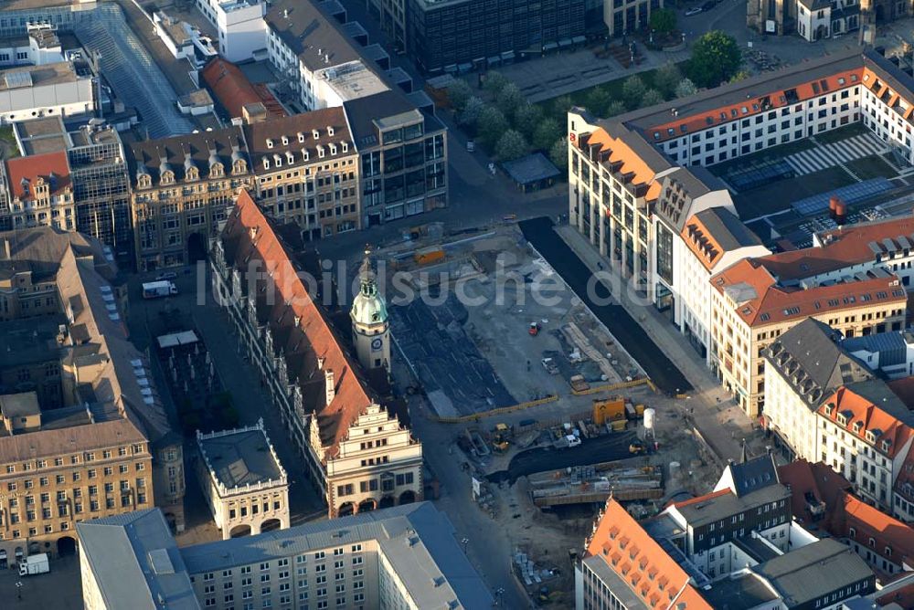 Luftaufnahme Leipzig - Leipziger Altmarkt mit City-Tunnel-Baustelle