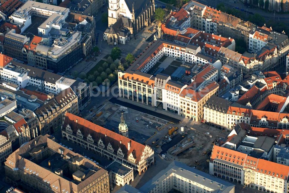 Leipzig aus der Vogelperspektive: Leipziger Altmarkt mit City-Tunnel-Baustelle